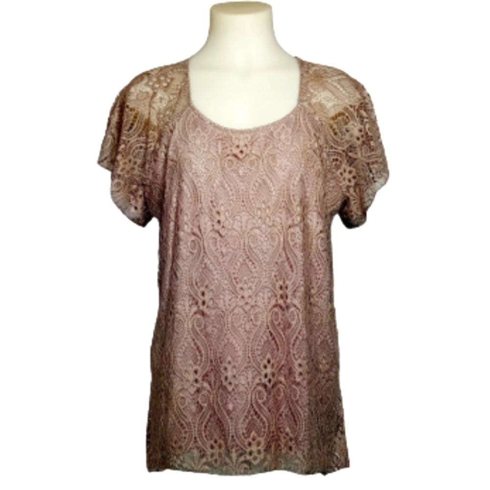 Bellamie Black Brown Lace Top Sz 2X